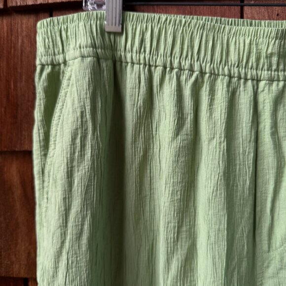 NWT Madewell Green Crinkle Fabric Elastic Waist Straight Pants - Women's X-Large - Picture 4 of 10